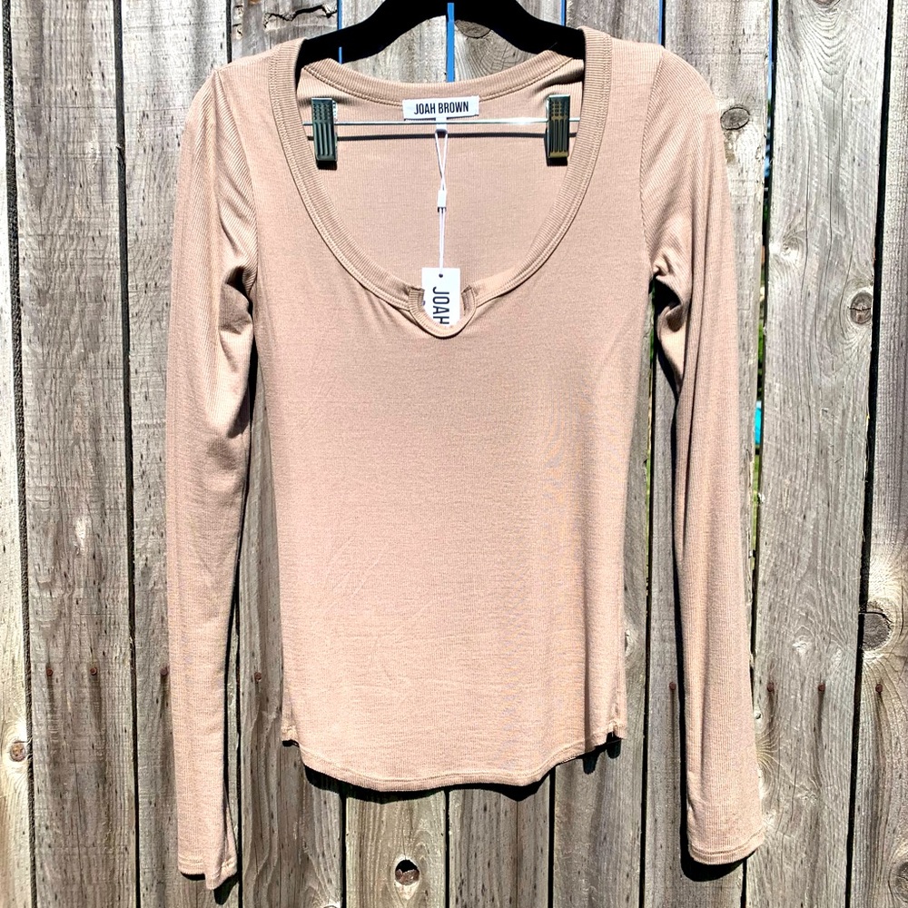 JOAH BROWN Henley Long Sleeve Taupe S/M